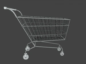 low poly cartoon super market cart 3D Model
