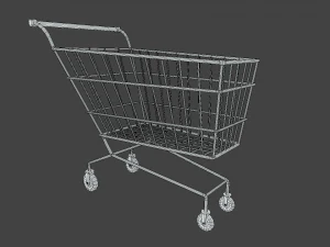 low poly cartoon super market cart 3D Model