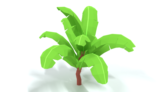 low poly cartoon banana tree 3D 모델 .c4d .max .obj .3ds .fbx .stl .blend 