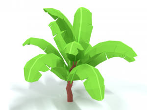 low poly cartoon banana tree 3D Model