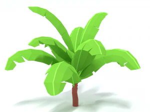 low poly cartoon banana tree 3D Model