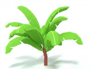 low poly cartoon banana tree 3D Model