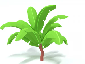 low poly cartoon banana tree 3D Model
