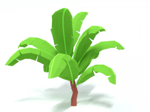 low poly cartoon banana tree 3D Model