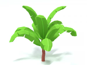 low poly cartoon banana tree 3D Model