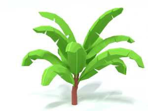 low poly cartoon banana tree 3D Model