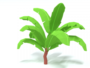 low poly cartoon banana tree 3D 모델