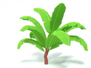 low poly cartoon banana tree 3D Model