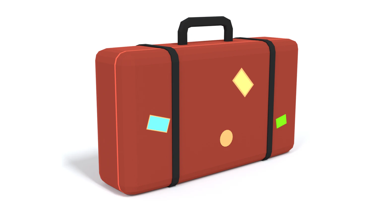 low poly cartoon suitcase 3D Model .c4d .max .obj .3ds .fbx .stl .blend