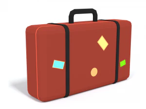 низькому полі мультиплікаційна валіза 3D Модель