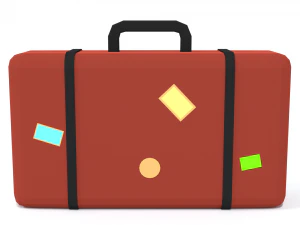 low poly cartoon suitcase 3D Model