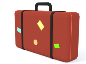 low poly cartoon suitcase 3D Model