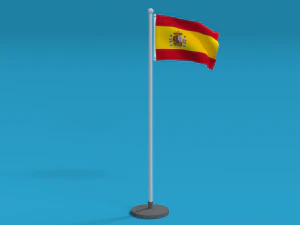bandeira de espanha animada sem costura de baixo poli Modelo 3D