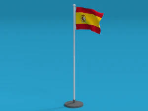 low poly seamless animated spain flag 3D Model