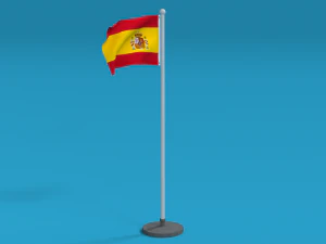 low poly seamless animated spain flag 3D Model