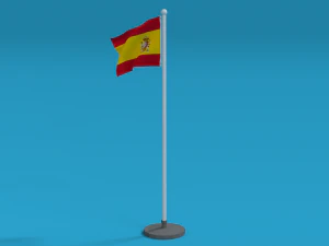 low poly seamless animated spain flag 3D Model