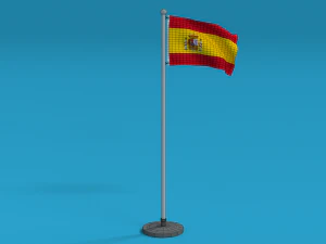 low poly seamless animated spain flag 3D Model