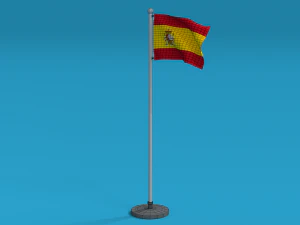 low poly seamless animated spain flag 3D Model