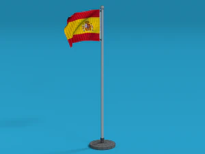 low poly seamless animated spain flag 3D Model