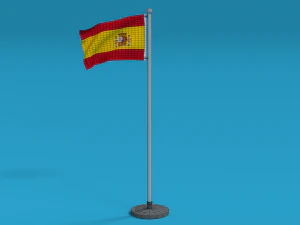 low poly seamless animated spain flag 3D Model