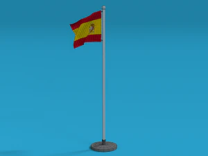 low poly seamless animated spain flag 3D Model