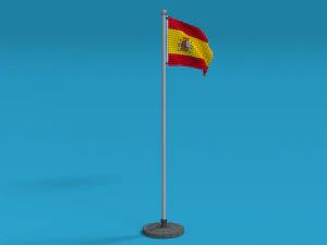 low poly seamless animated spain flag 3D Model