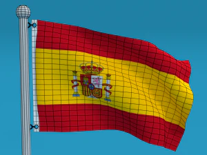 low poly seamless animated spain flag 3D Model