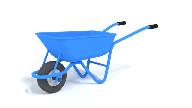 low poly cartoon wheelbarrow Model 3D .c4d .max .obj .3ds .fbx .stl .blend 