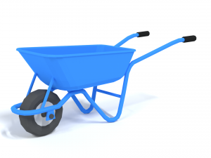 low poly cartoon wheelbarrow Modelo 3D