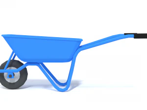 low poly cartoon wheelbarrow 3D Model