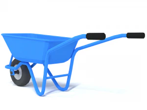 low poly cartoon wheelbarrow 3D Model