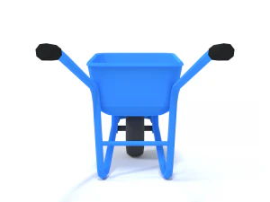 low poly cartoon wheelbarrow 3D Model