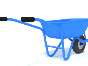 low poly cartoon wheelbarrow 3D Model