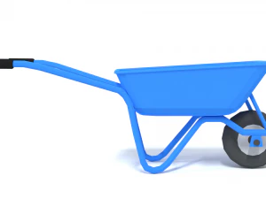 low poly cartoon wheelbarrow 3D Model