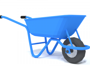 low poly cartoon wheelbarrow Model 3D