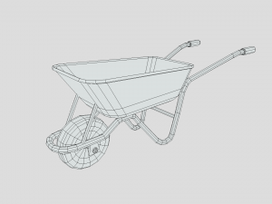 low poly cartoon wheelbarrow Model 3D
