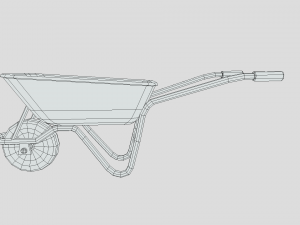 low poly cartoon wheelbarrow Model 3D