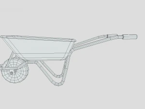low poly cartoon wheelbarrow 3D Model