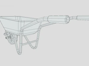 low poly cartoon wheelbarrow 3D Model
