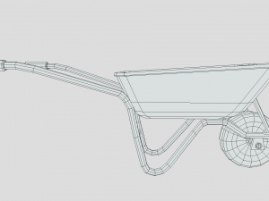 low poly cartoon wheelbarrow Model 3D