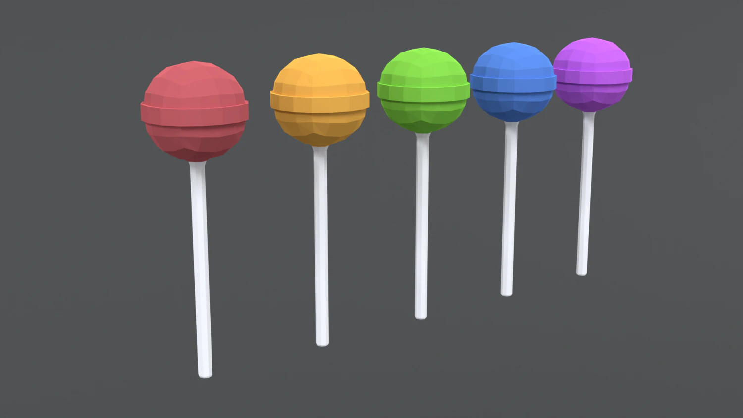 low poly cartoon lollipops 3D Model .c4d .max .obj .3ds .fbx .stl .blend