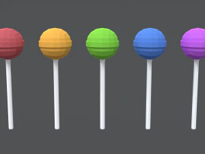 low poly cartoon lollipops 3D Model