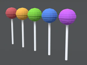 low poly cartoon lollipops 3D Model