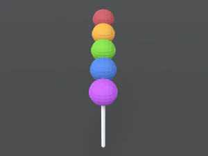 low poly cartoon lollipops 3D Model
