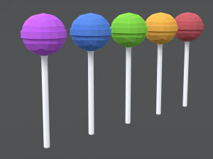 low poly cartoon lollipops 3D Model
