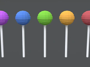 low poly cartoon lollipops 3D Model