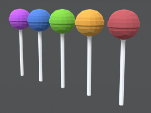 low poly cartoon lollipops 3D Model