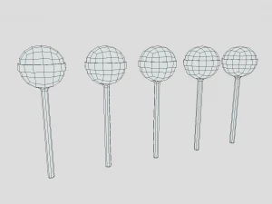 low poly cartoon lollipops 3D Model