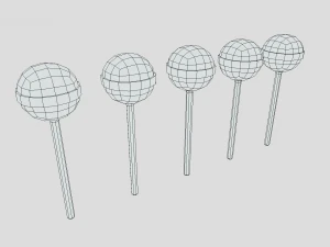 low poly cartoon lollipops 3D Model