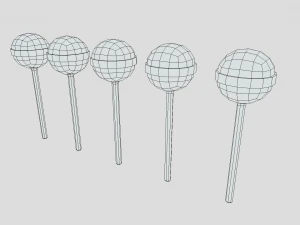 low poly cartoon lollipops 3D Model